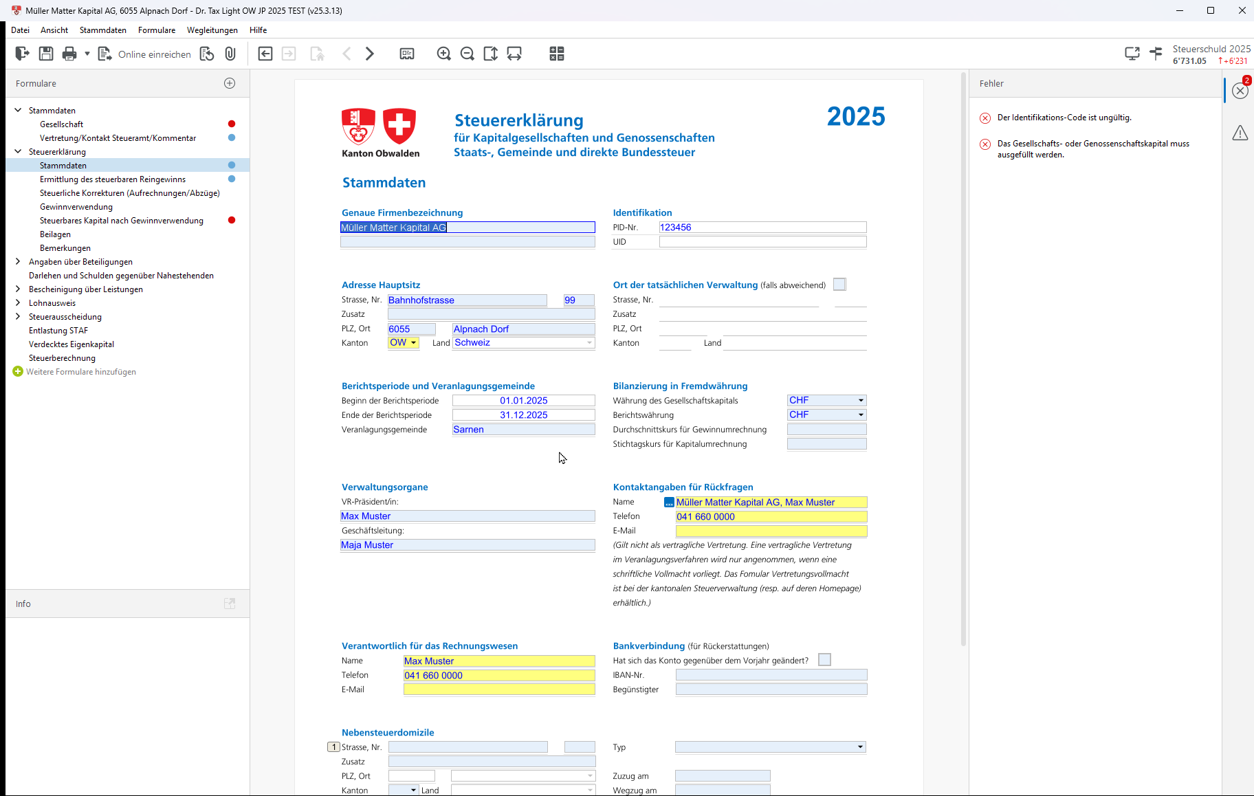 Formularbasierte Eingabe